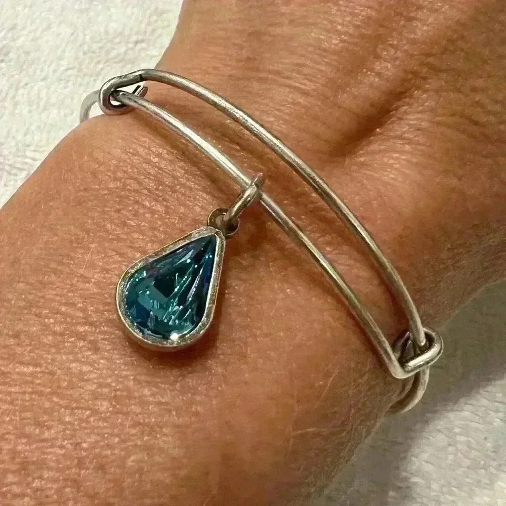 Alex and Ani Swarovski Crystal Emerald Teardrop Bangle Bracelet Birth Month May